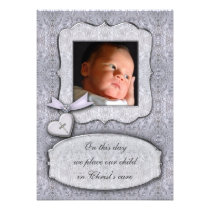 Pretty Lavender Photo Christening invitations