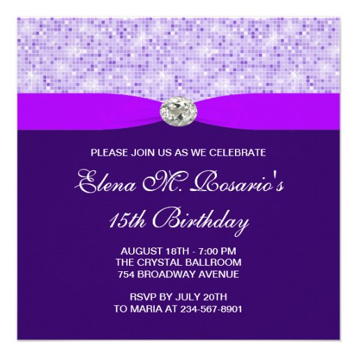 Pretty Lavender Purple Quincenera Invitation