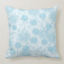 pretty light blue dandelions throw pillow