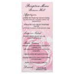 pretty light pink heart swirl reception menu card full color rack card