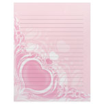 pretty light pink heart swirl wedding lined paper letterhead