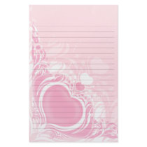 pretty light pink heart swirl wedding lined paper stationery design