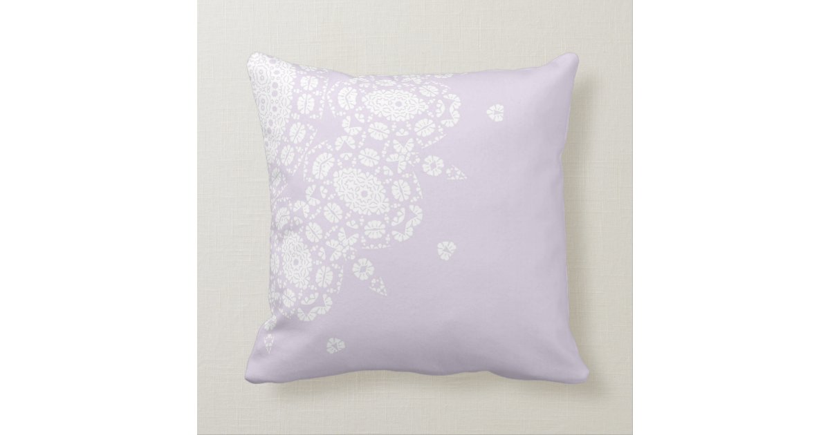 Pretty Lilac White Lace Pattern Throw Pillow Zazzle