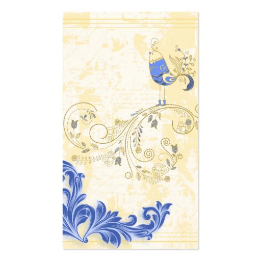 Pretty Little Blue Bird With Flowers Business Card (back side)