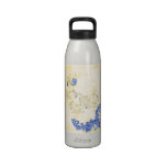 Pretty Little Blue Bird With Flowers Drinking Bottle