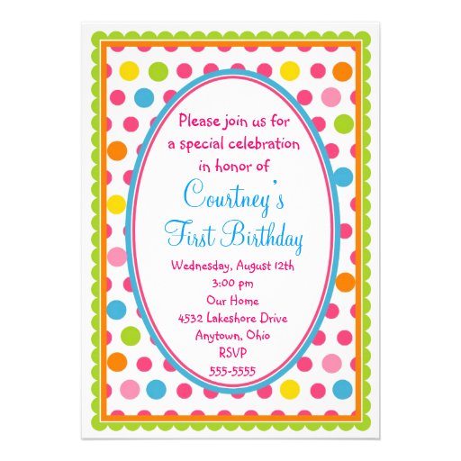 Pretty Little Polka Dots 1st Birthday Invitations