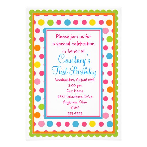 Pretty Little Polka Dots 1st Birthday Invitations