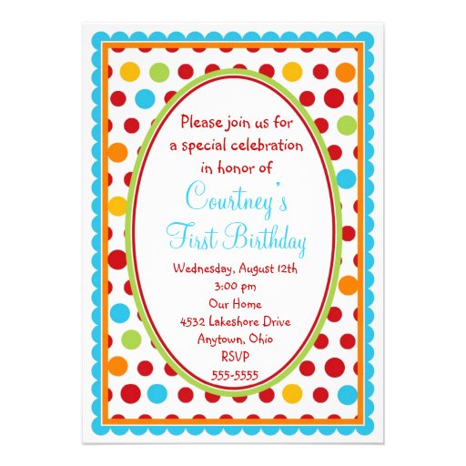 Pretty Little Polka Dots 1st Birthday Invitations