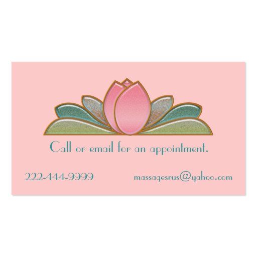 Pretty Lotus Flower Spa Business Card (back side)