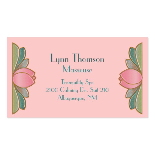 Pretty Lotus Flower Spa Business Card (front side)