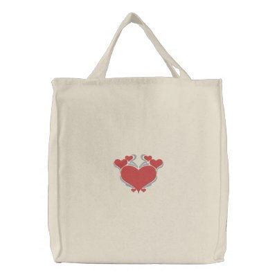 Pretty Love Hearts Tote Embroidered Bags by silly_strings