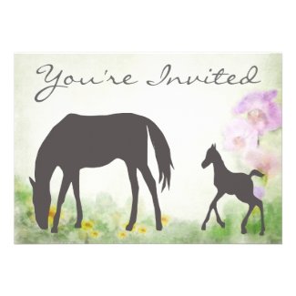Pretty Mare and Foal Horse Baby Shower Invitation