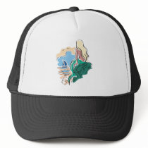 pretty mermaid sitting on rock hats