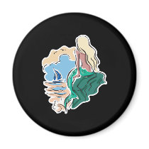 pretty mermaid sitting on rock magnets