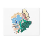 pretty mermaid sitting on rock post card