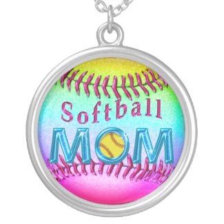 Pretty Metallic Multicolored Softball MOM Necklace