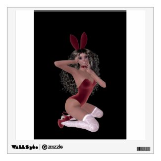 Pretty Miss Bunny in red lingerie white stockings Room Sticker