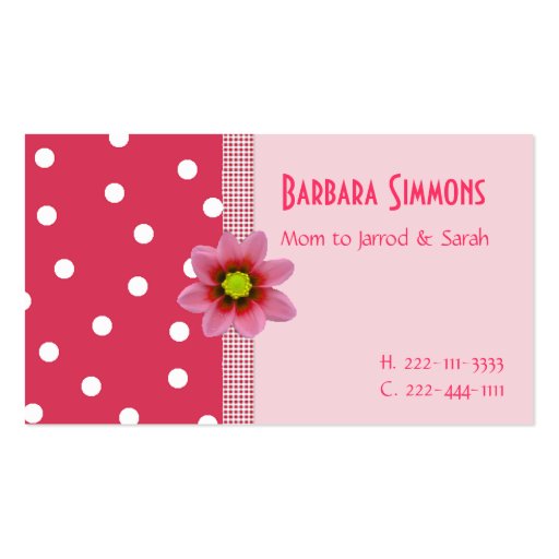 Pretty Mommy Calling Card Business Card (front side)