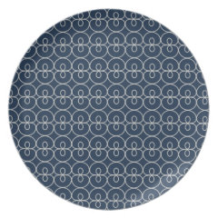 Pretty Navy Blue and Silver Pattern Design Gifts Party Plate