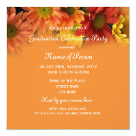 pretty orange daisy flowers graduation custom invitations