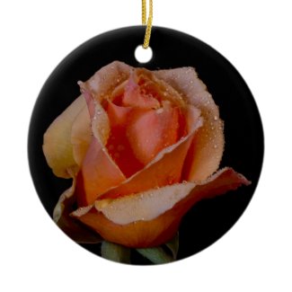 Pretty Orange Rose Christmas Ornament