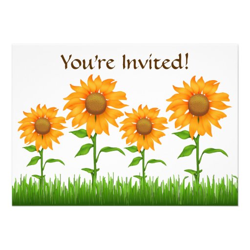 Pretty Orange Sunflower Birthday Party Invitation