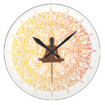 Pretty Orange/White Oriental yoga Design Wallclocks