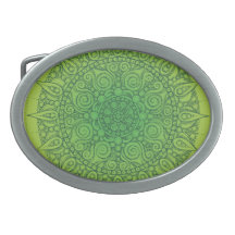 Pretty Oriental Design green/yellow Belt Buckle