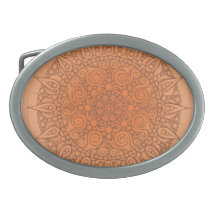Pretty Oriental Design Oval Belt Buckle