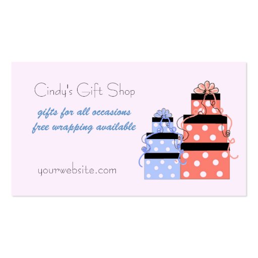 Pretty Packages Gift Shop Business Card (front side)