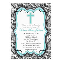 Pretty Paisley Baptism/Christening Invitation