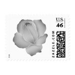 Pretty pale gray rose on white postage