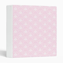 Pretty pale pink damask pattern with white. 3 ring binder