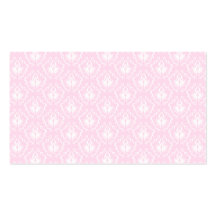 Pretty pale pink damask pattern with white. business card