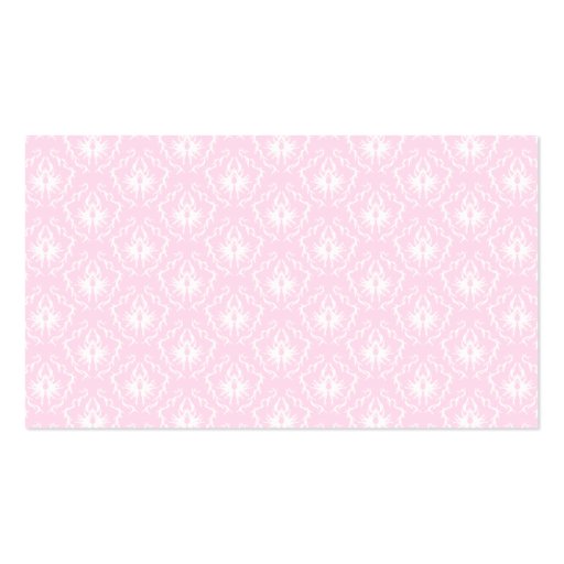 Pretty pale pink damask pattern with white. business card (front side)