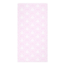 Pretty pale pink damask pattern with white. photo card template