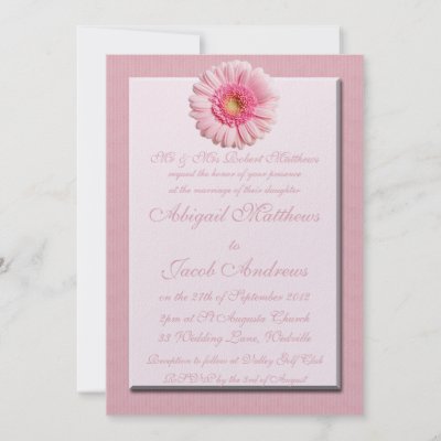 Pretty Pale Pink Gerbera Flower Wedding Invitation by ZazzleBusinessCards