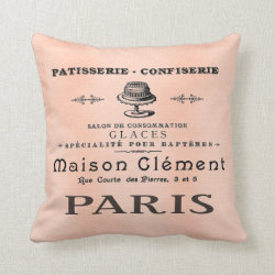 Pretty Paris French Patisserie Antique Art Pillow