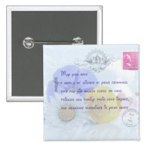 Pretty Pastel Blue Floral Irish Blessing Pins