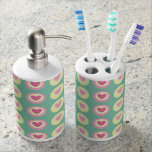 pretty pastel circle hearts pattern toothbrush holder