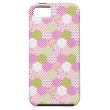 Pretty Pastel Pink Green Patchwork Quilt Design iPhone 5 Cover