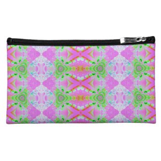 Pretty pastel pink green pattern cosmetics bags