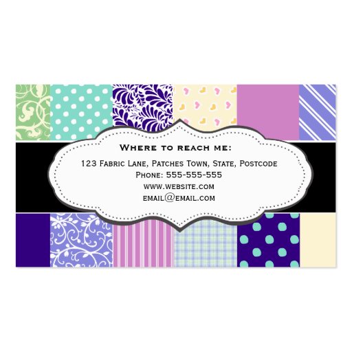 Pretty Patchwork Quilt Business Cards (back side)