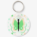 Pretty Peach And Green Butterfly Keychain