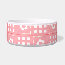 Pretty Peach Flower Patchwork Quilt Pattern Pet Water Bowls