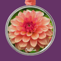 Pretty Peachy Pink Dahlia Christmas Ornament ornaments