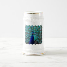 Pretty Peacock Beer Stein Mug