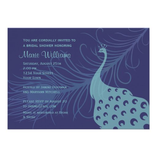 Pretty Peacock Bridal Shower Invitation