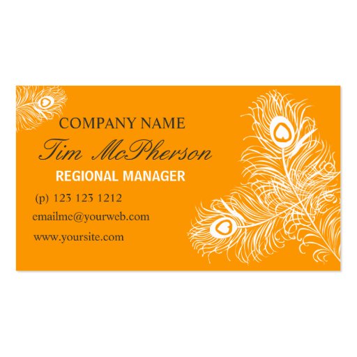 Pretty  Peacock Feather Calling and Networking Business Card