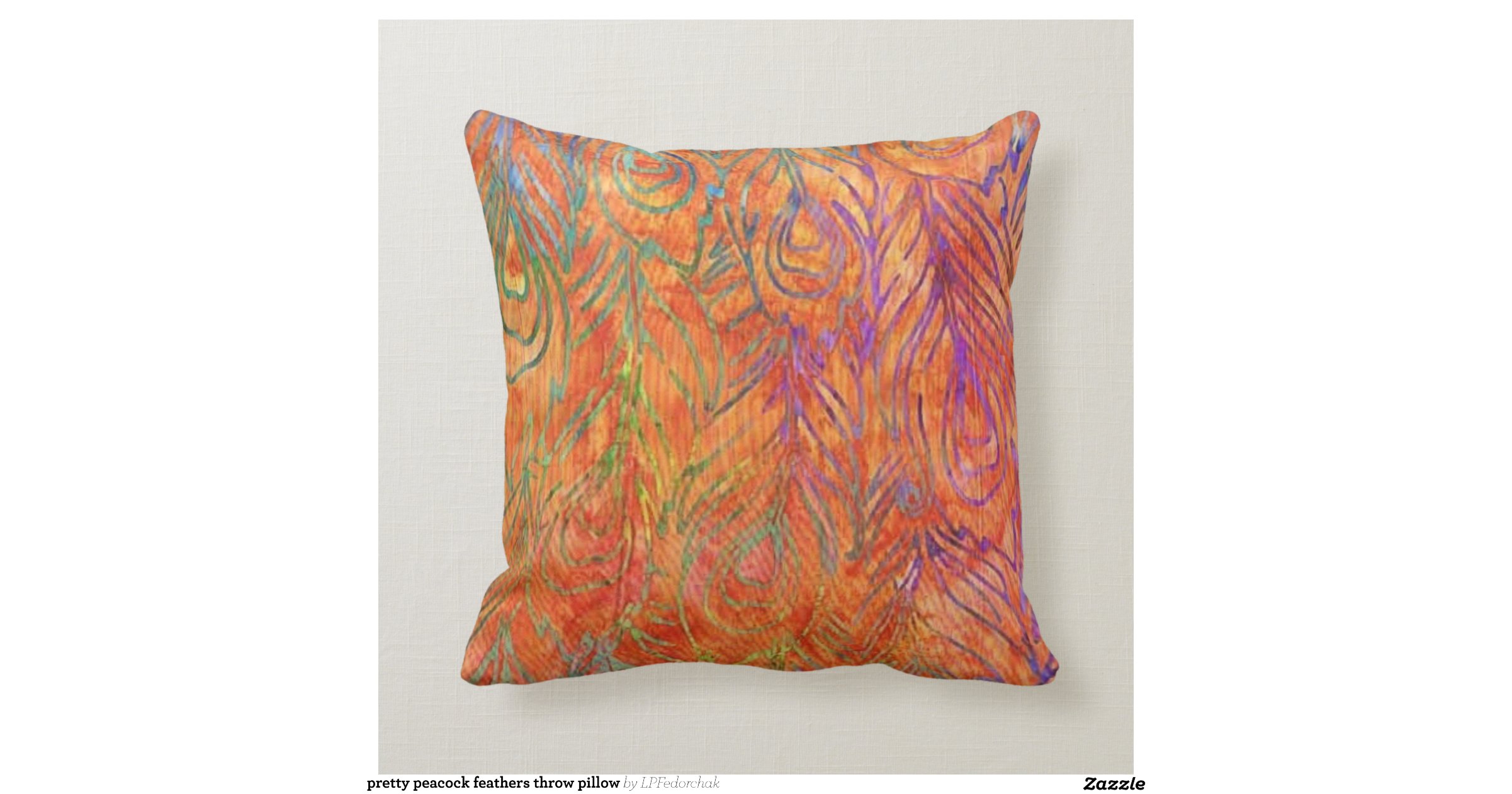 pretty peacock feathers throw pillow Zazzle